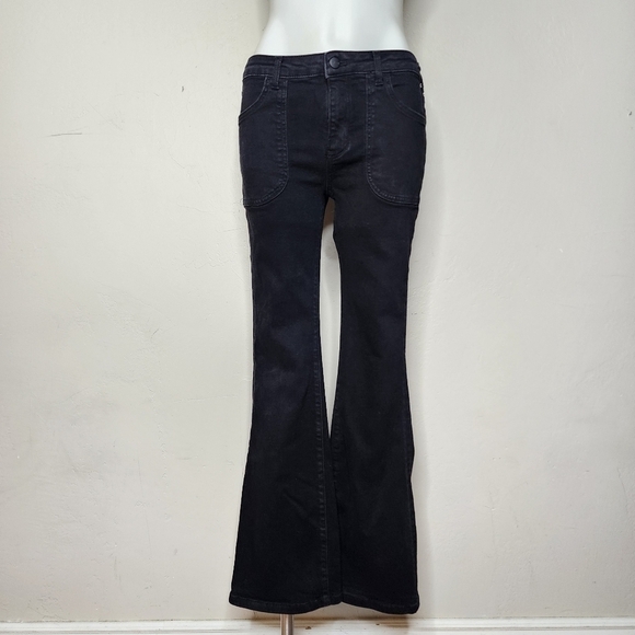 Pilcro + Anthropologie The Icon Black Stretch Mid Rise Flare Jeans Size 29 - Picture 1 of 14